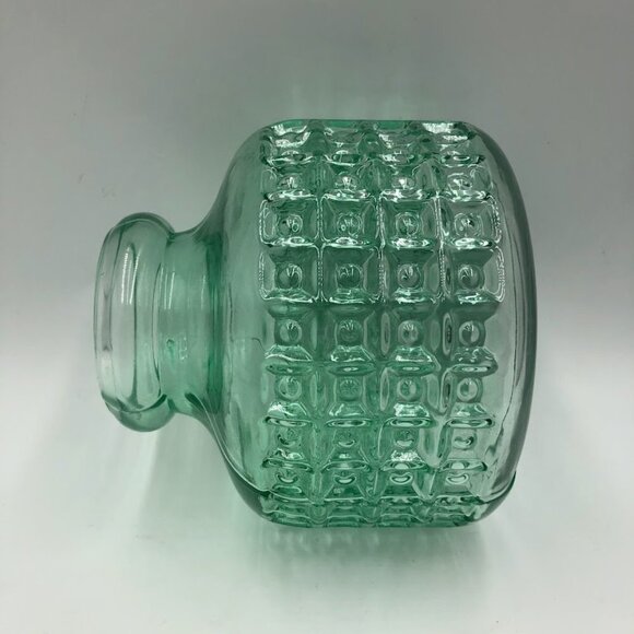 Green Glass Vase With Checkered Pattern Table Décor No Lid - Picture 5 of 11